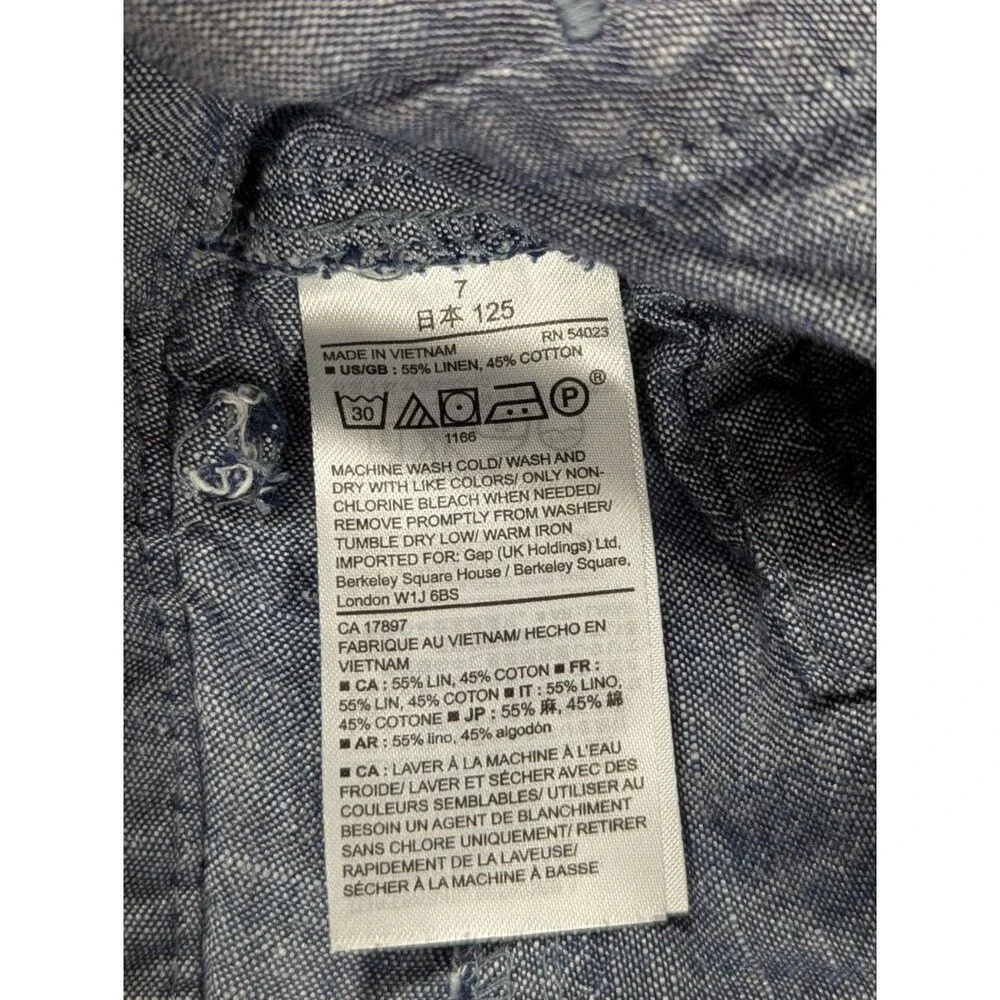 Gap Kids Blue Chambray Shorts Linen Cotton Natural Fibers Summer Girls Size 7